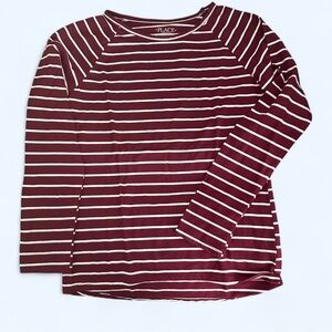 Children’s Place Girls Burgundy and White Striped Top Size Large 10/12
